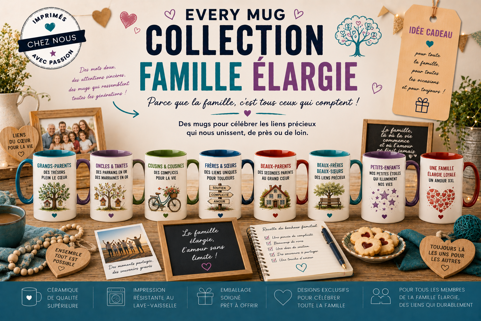 Collection mugs famille élargie EveryMug — Tata, Tonton, Oncle, neveu et nièce en céramique