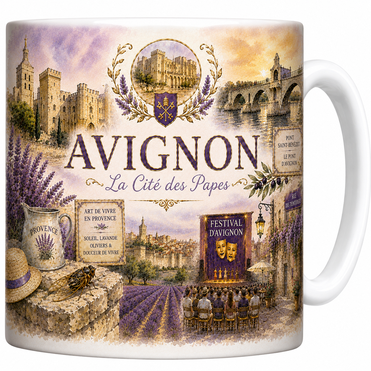 Mug Avignon - La Cité des Papes, L'Art de Vivre Provençal