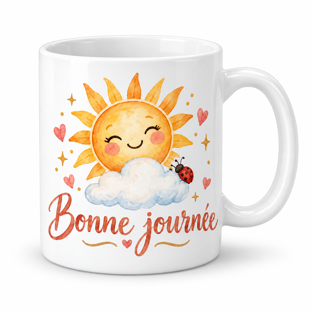 Mug Bonne Journée à la coccinelle