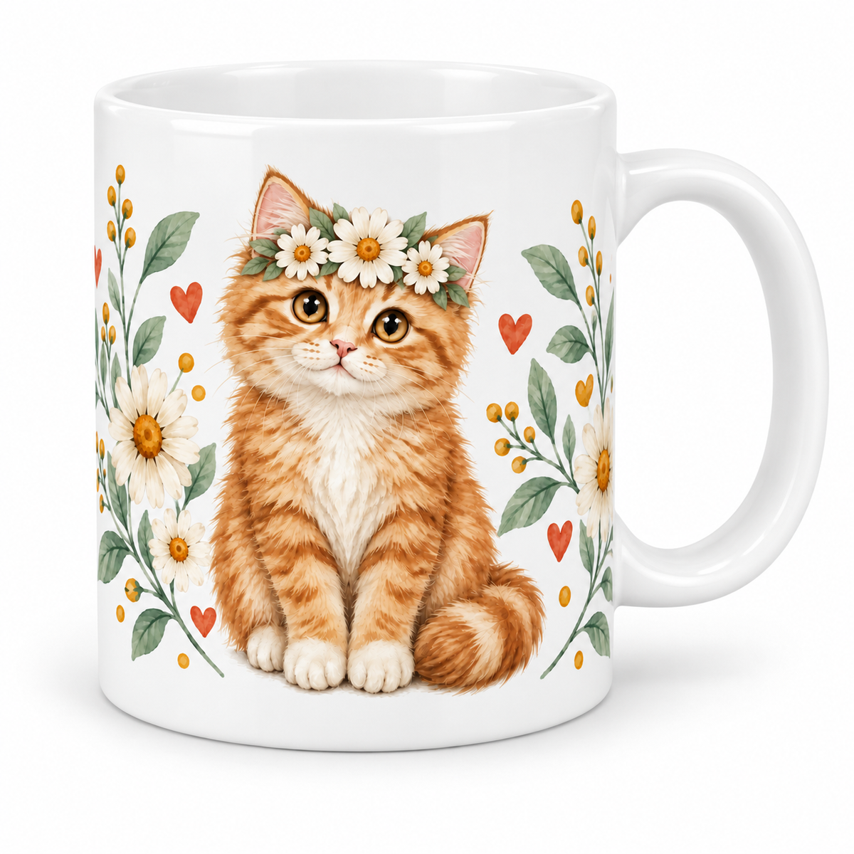 Mug Chaton à la couronne fleurie