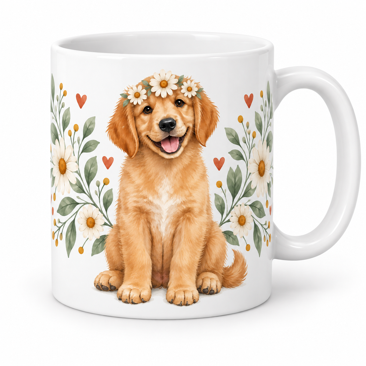 Mug Chiot à la couronne fleurie