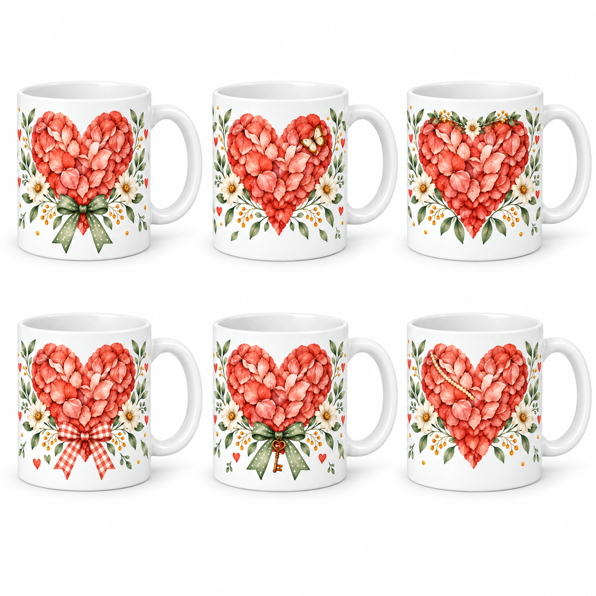 Lot de 6 mugs Cœur - les six mugs de la série