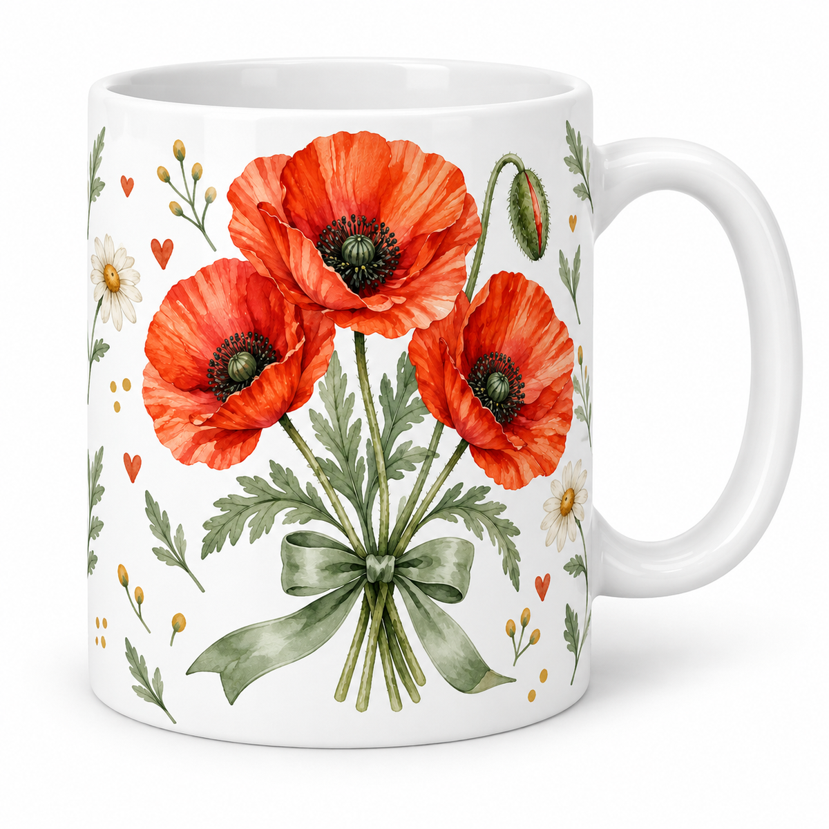 Mug Coquelicot au nœud sauge