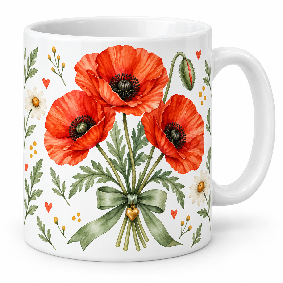 Mug Coquelicot au médaillon cœur
