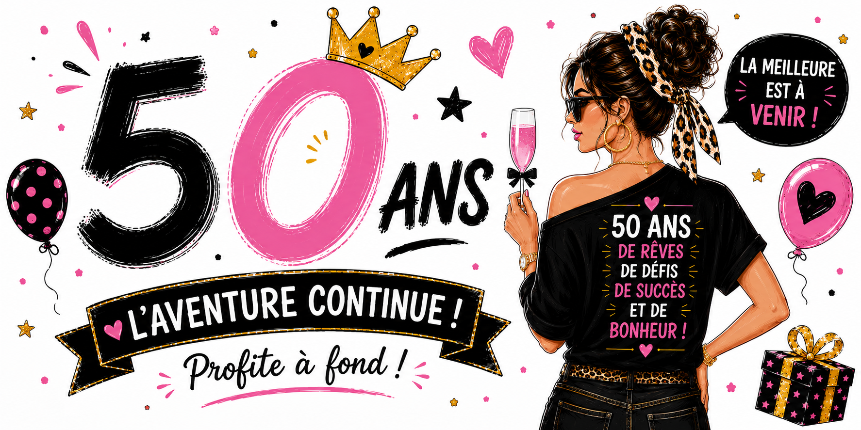 Mug 50 ans Femme - De Rêves, de Défis et de Bonheur