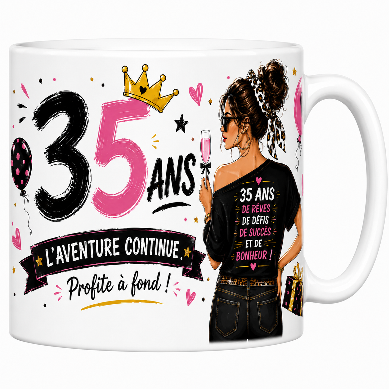 Mug 35 ans Femme - De Rêves, de Défis et de Bonheur