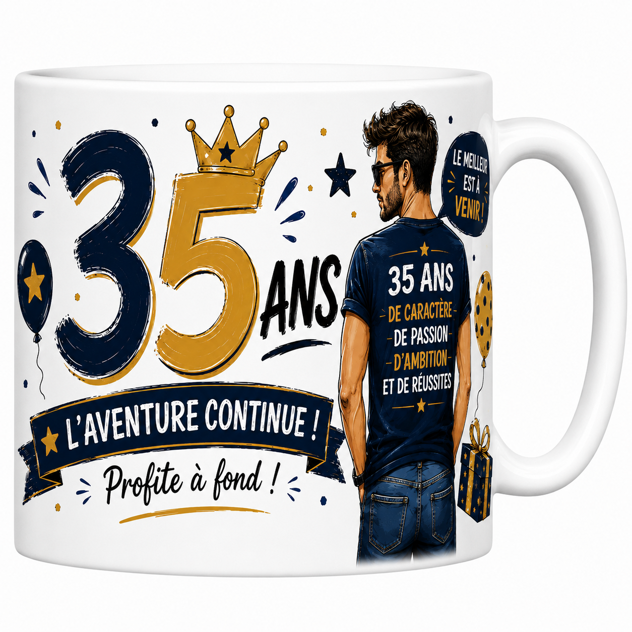 Mug 35 ans Homme - De Caractère, de Passion et d'Ambition