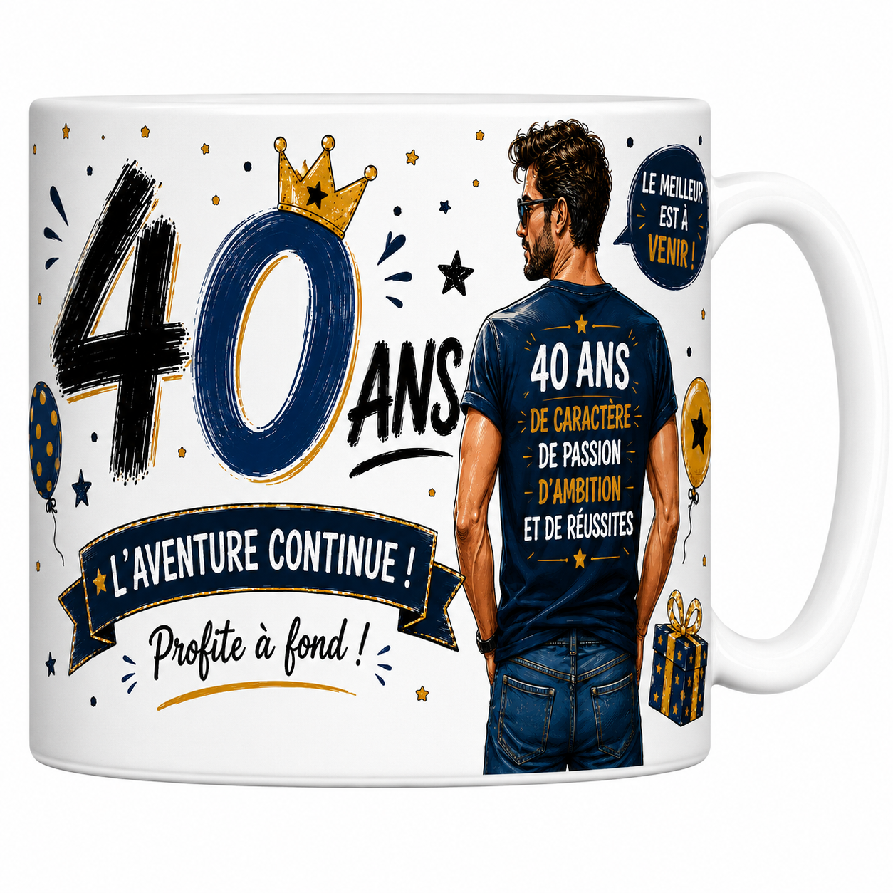 Mug 40 ans Homme - L'Aventure Continue
