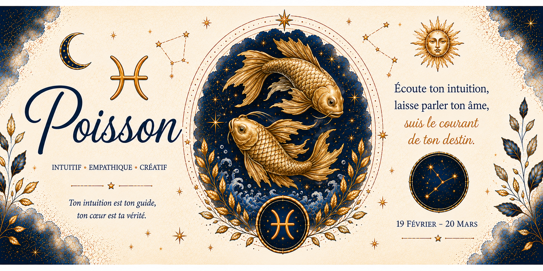 Mug Poissons - Signe d'Eau, Intuition & Empathie