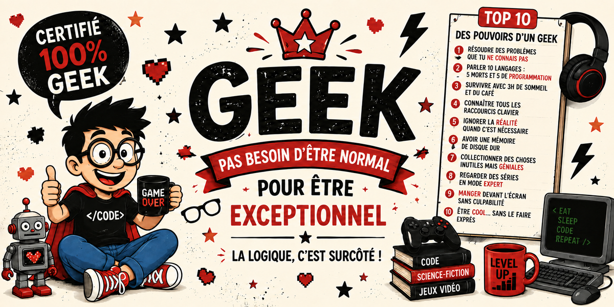Visuel geek « Pas besoin d'être normal pour être exceptionnel » : top 10 des priorités, casque audio, manette de jeu et sprite pixelisé