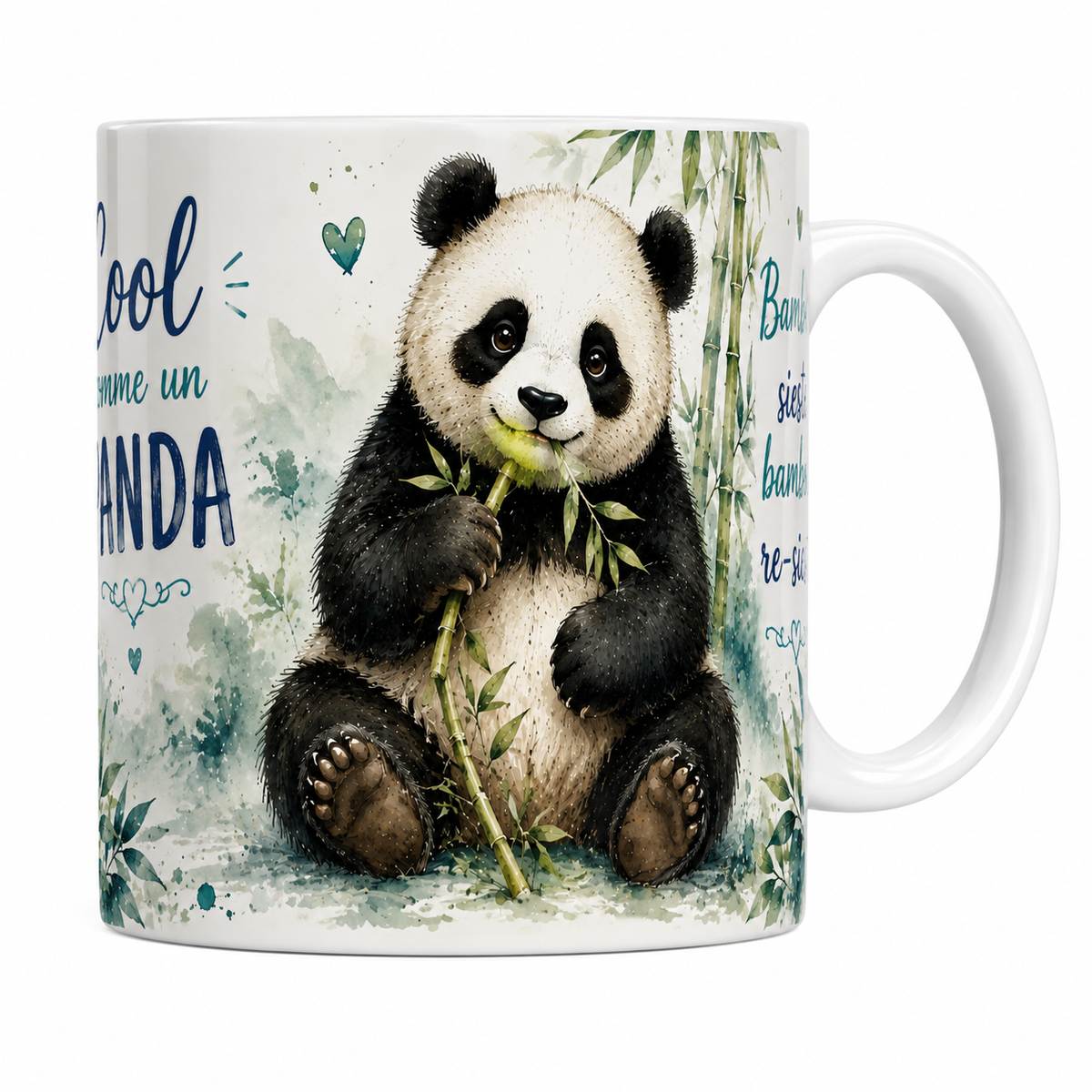 Mug céramique 330 ml « Cool comme un panda » : panda croquant sa tige de bambou