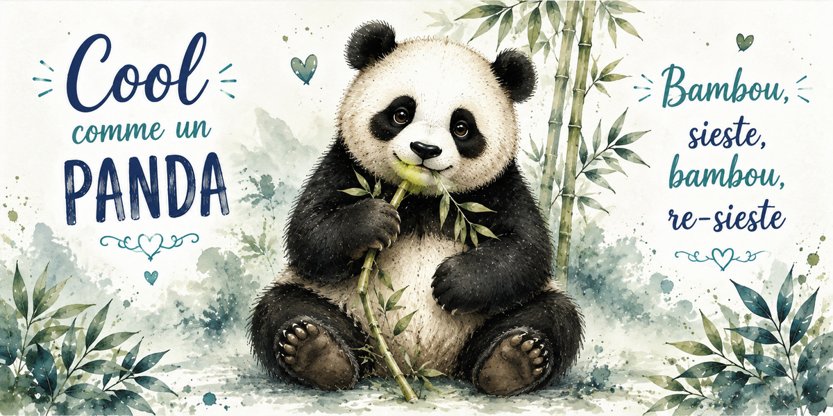 Visuel « Cool comme un panda, bambou, sieste, bambou, re-sieste »