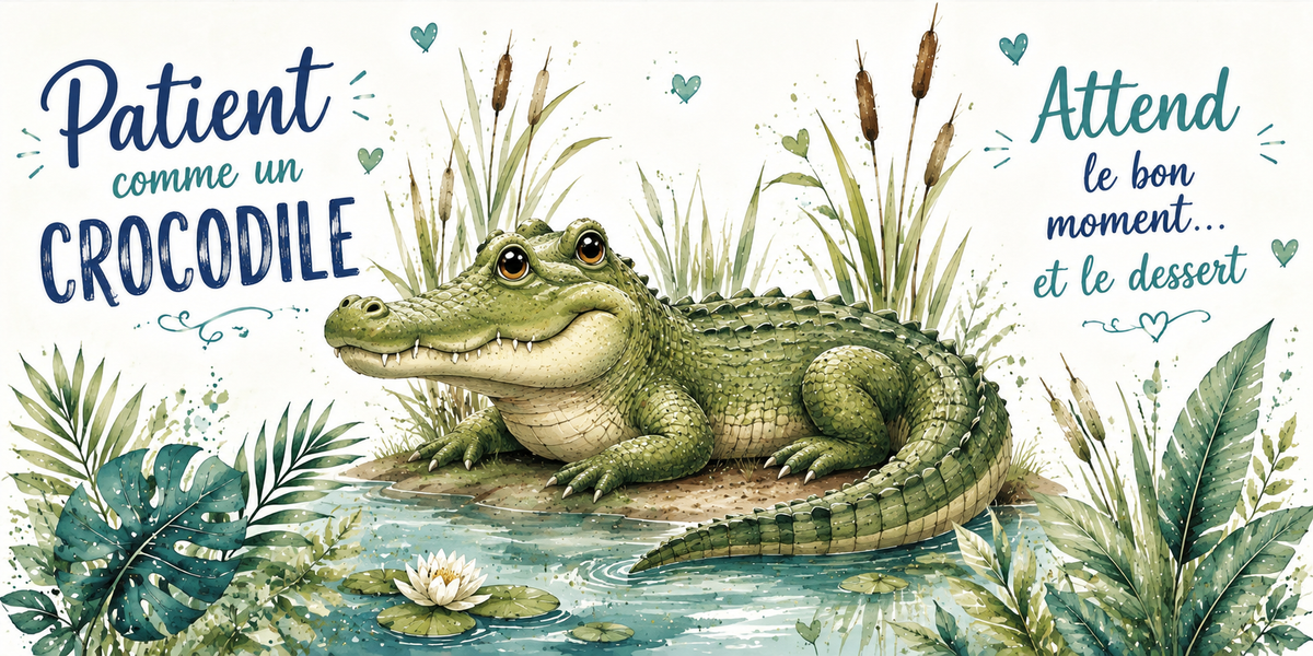 Visuel « Patient comme un crocodile, attend le bon moment et le dessert »