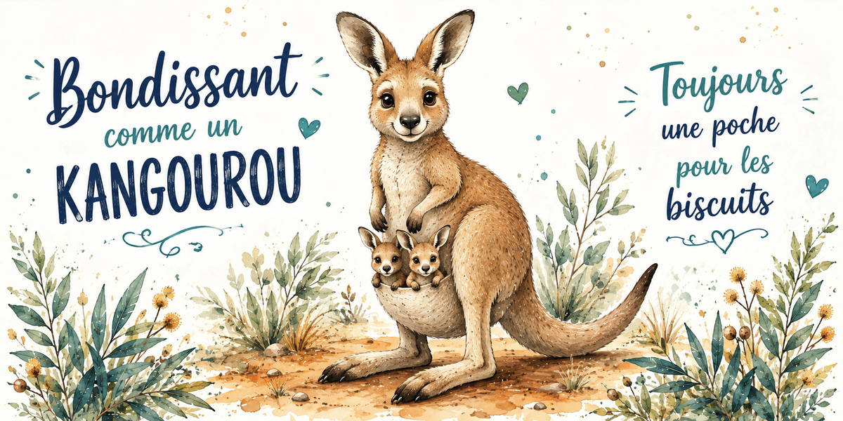 Visuel « Bondissant comme un kangourou, toujours une poche pour les biscuits »