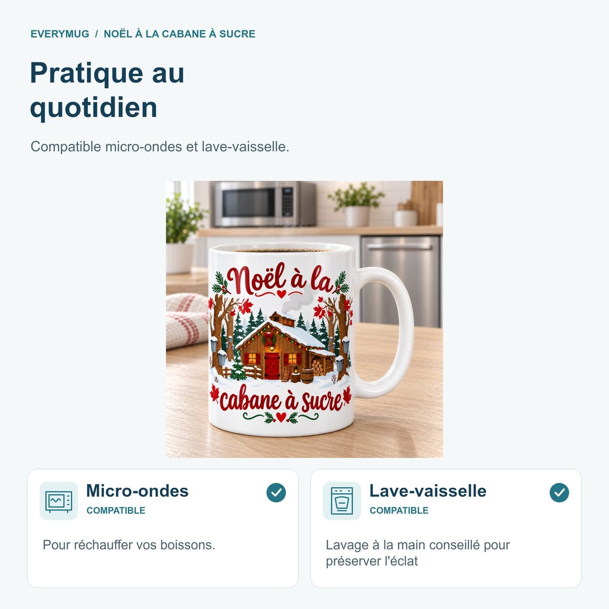 Mug Noël à la cabane à sucre — micro-ondes-lave-vaisselle