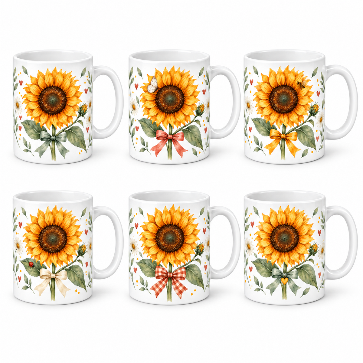 Lot de 6 Mugs Tournesol - Une Fleur Qui en Contient Mille