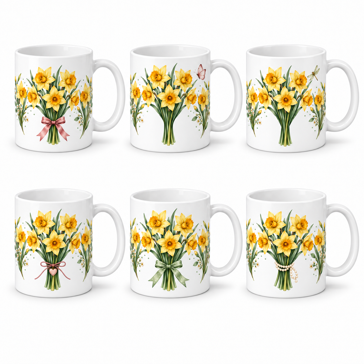Lot de 6 mugs Jonquille - les six mugs de la série