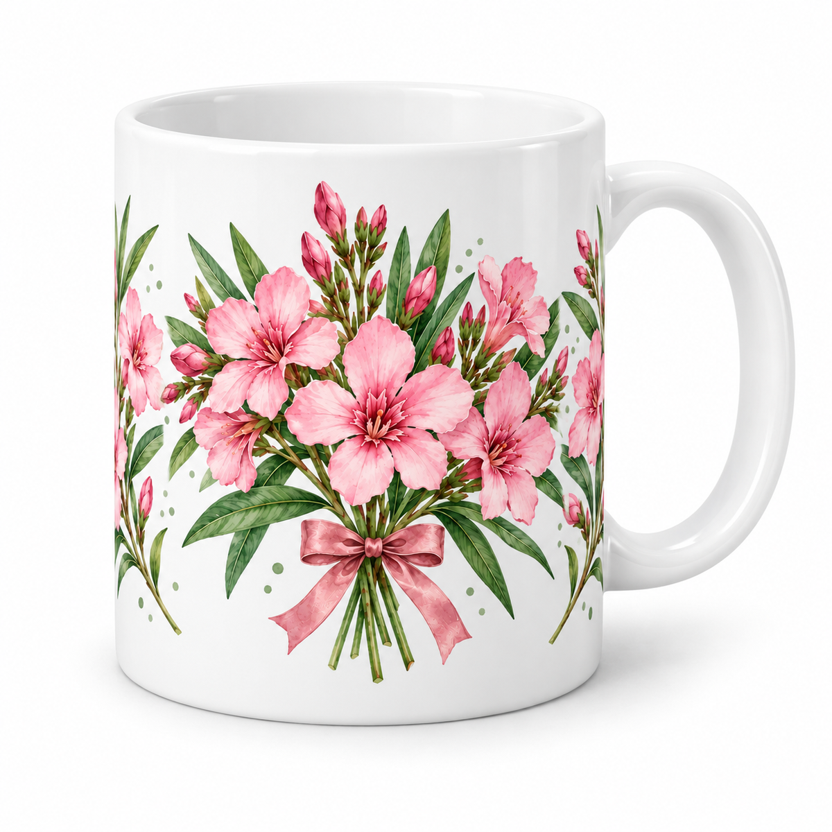Mug Laurier-Rose ruban rose
