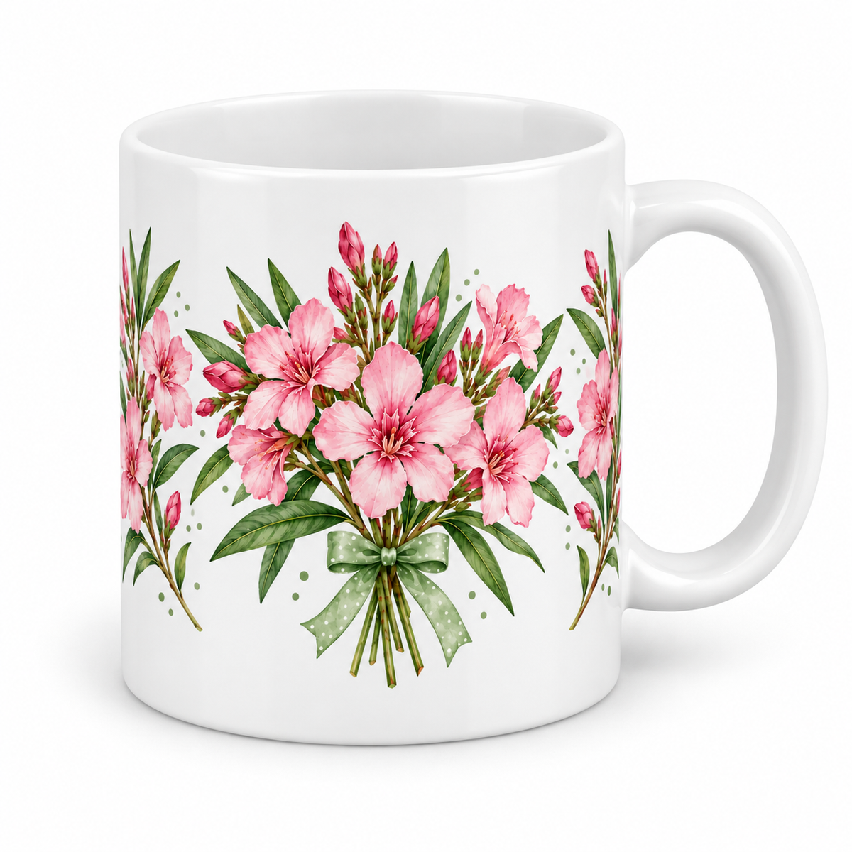 Mug Laurier-Rose ruban sauge