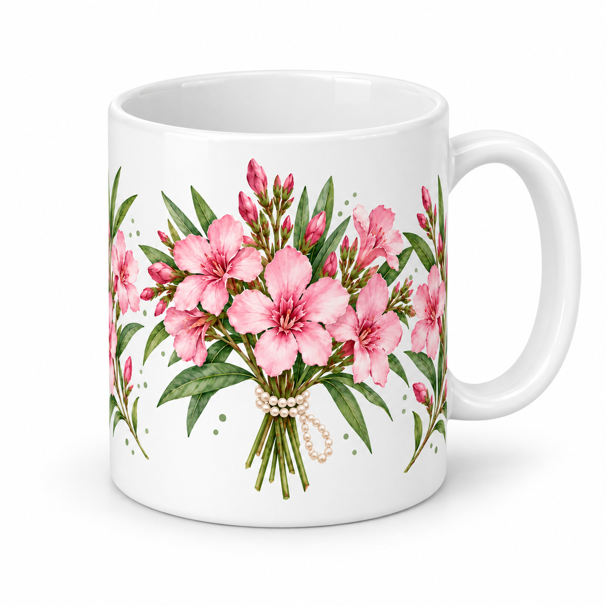 Mug Laurier-Rose collier de perles