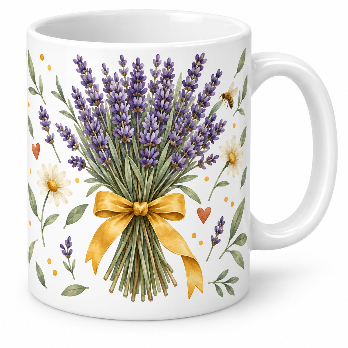 Mug Lavande au nœud doré et abeille