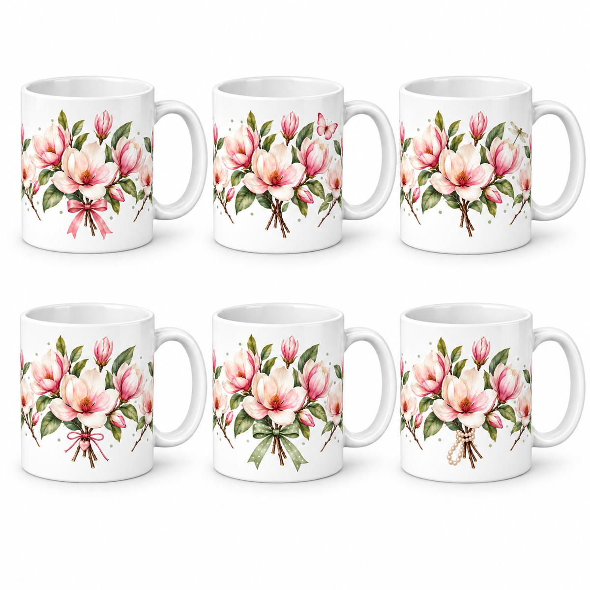 Lot de 6 mugs Magnolia - les six mugs de la série