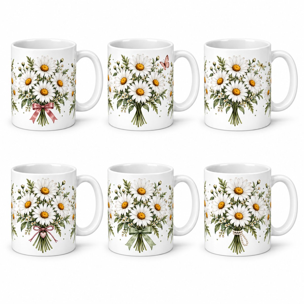 Lot de 6 mugs Marguerite - les six mugs de la série