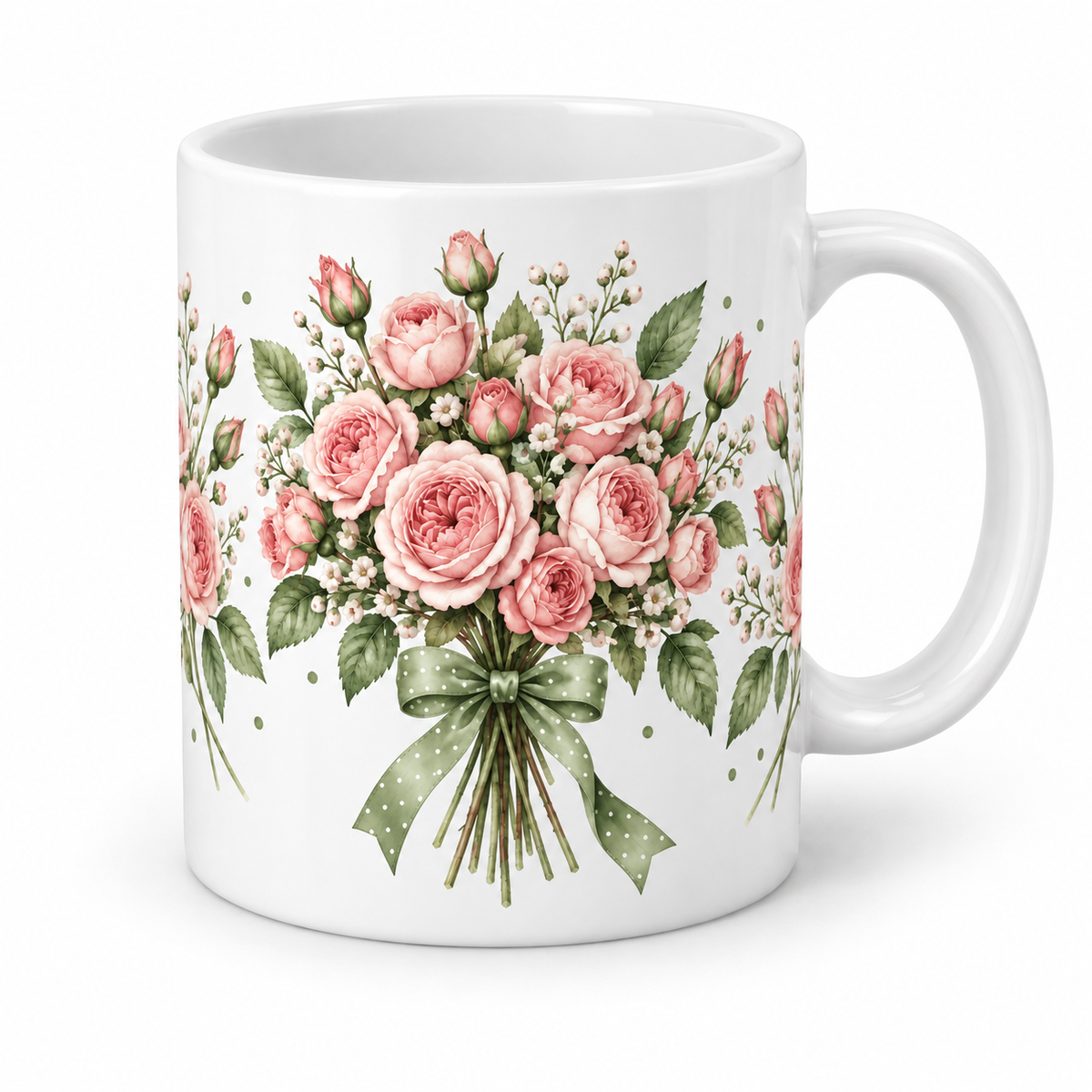 Mug Mini-Roses ruban sauge