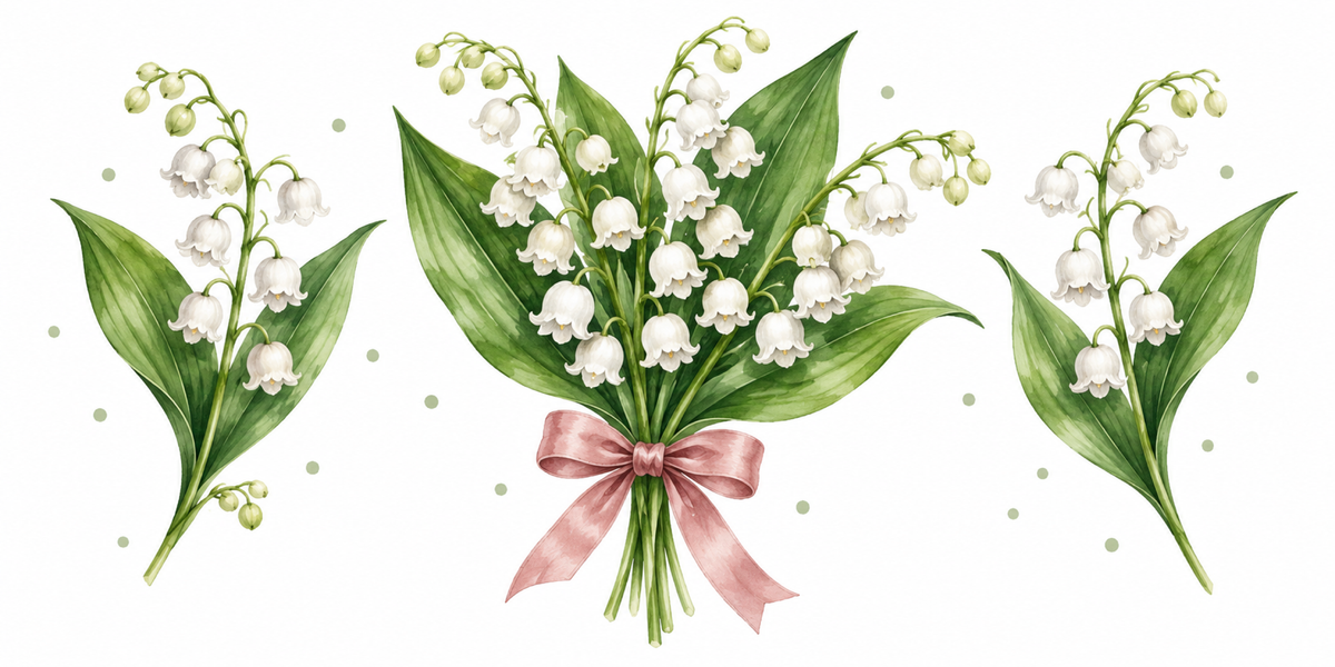 Visuel Muguet ruban rose