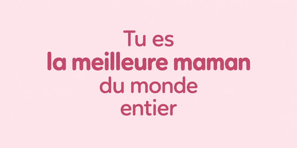 Visuel typographique rose pâle et framboise Tu es la meilleure maman du monde entier