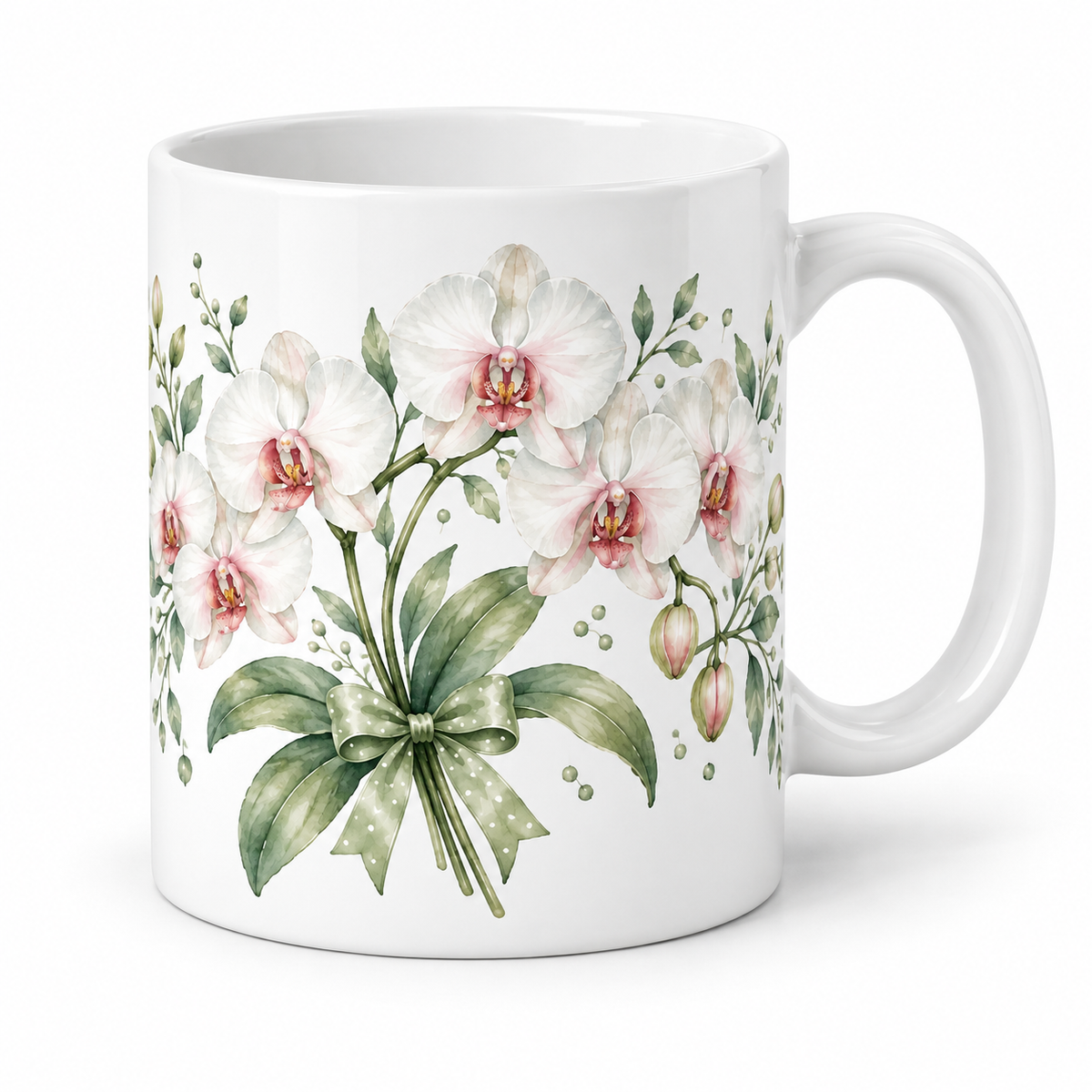 Mug Orchidées ruban sauge