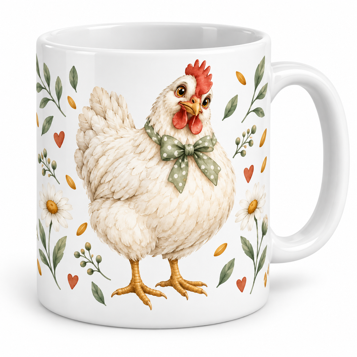 Mug Poule nœud à pois
