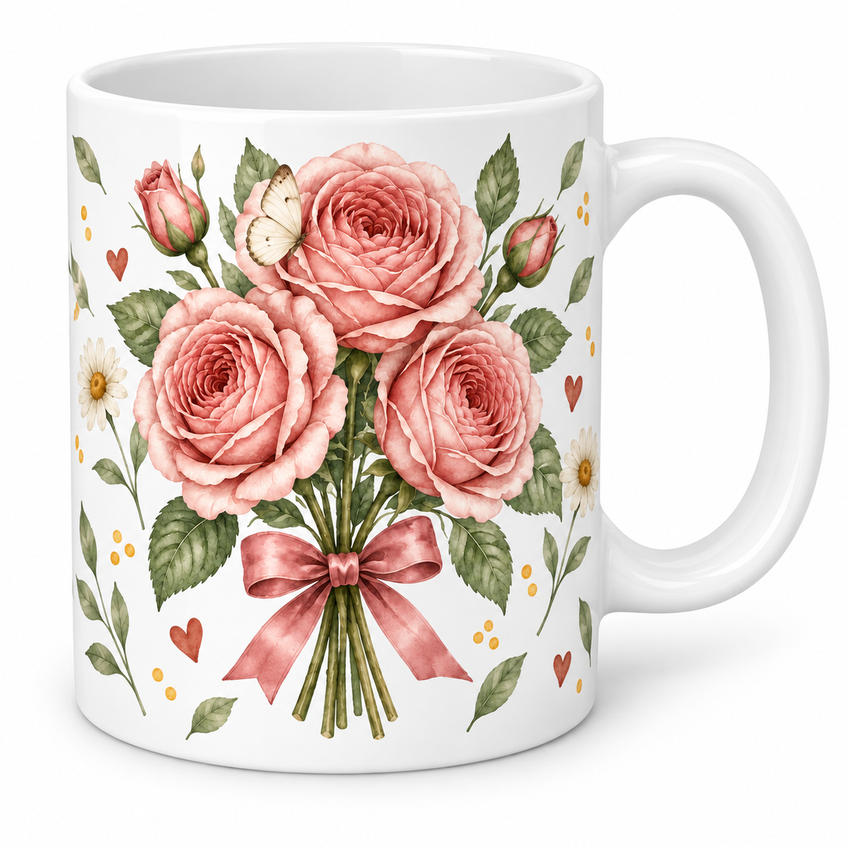 Mug Roses au ruban rose et papillon