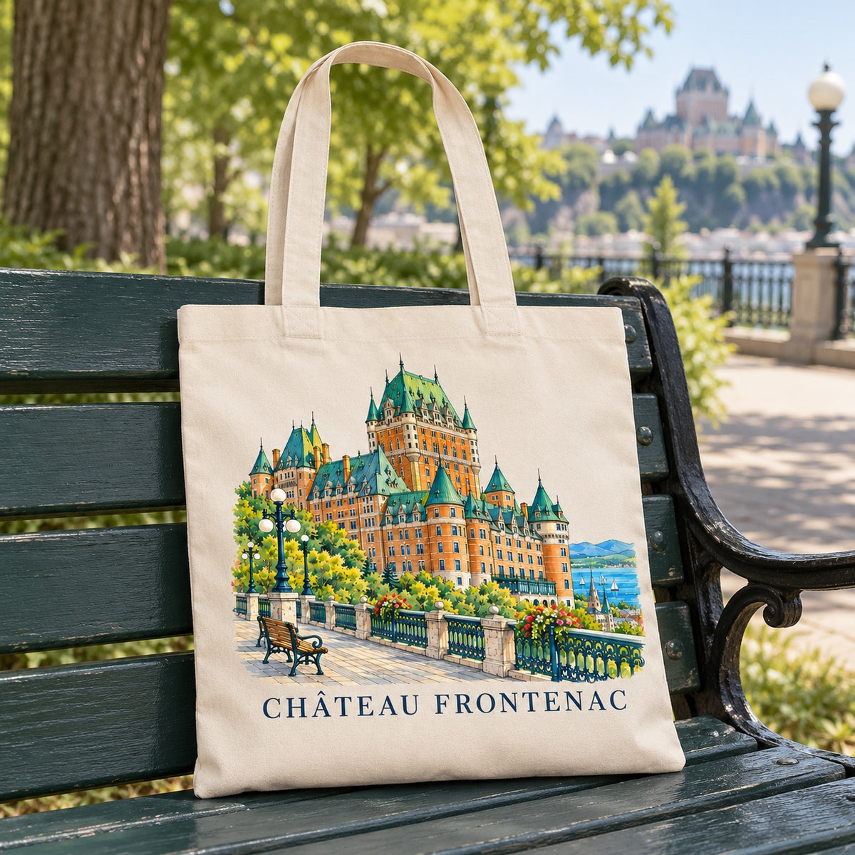 Tote bag Château Frontenac Essentiel en situation