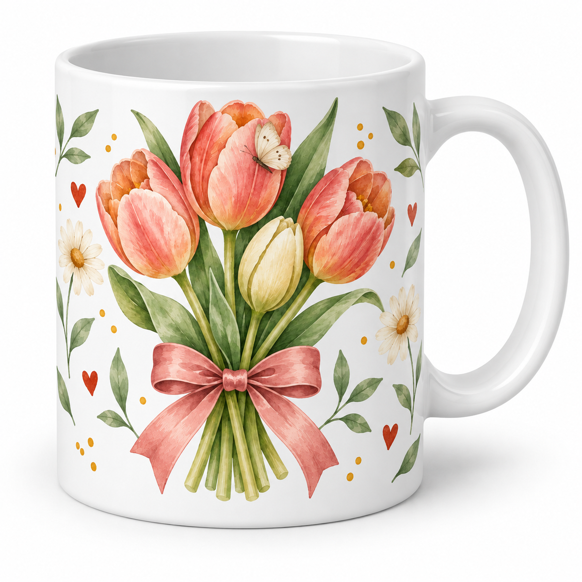 Mug Tulipes au ruban rose