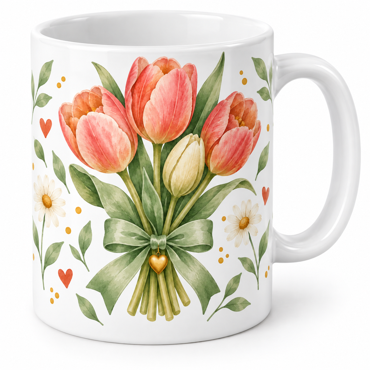 Mug Tulipes au médaillon cœur