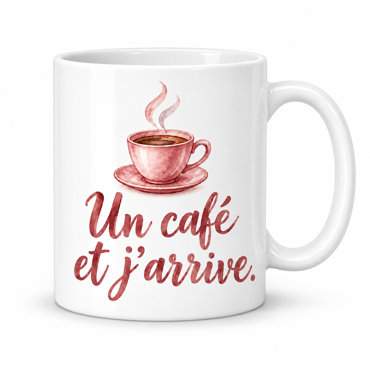 Mug Un café et j'arrive rose