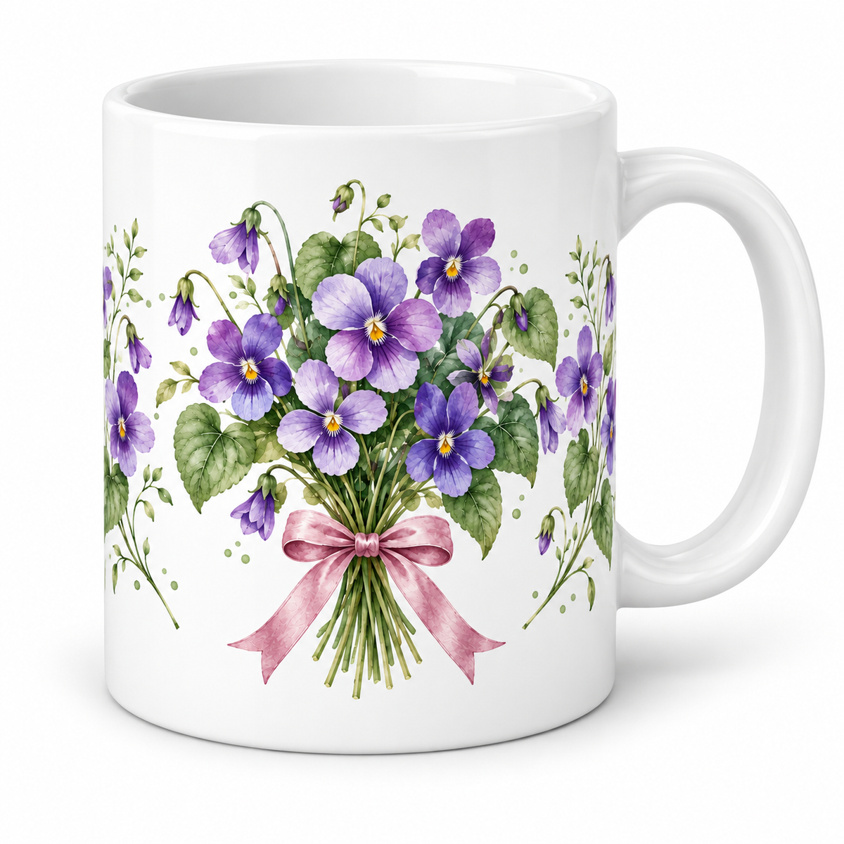Mug Violette ruban rose
