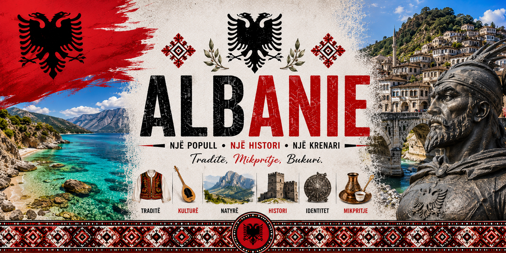 Mug Albanie au design réaliste rehaussé des couleurs du drapeau