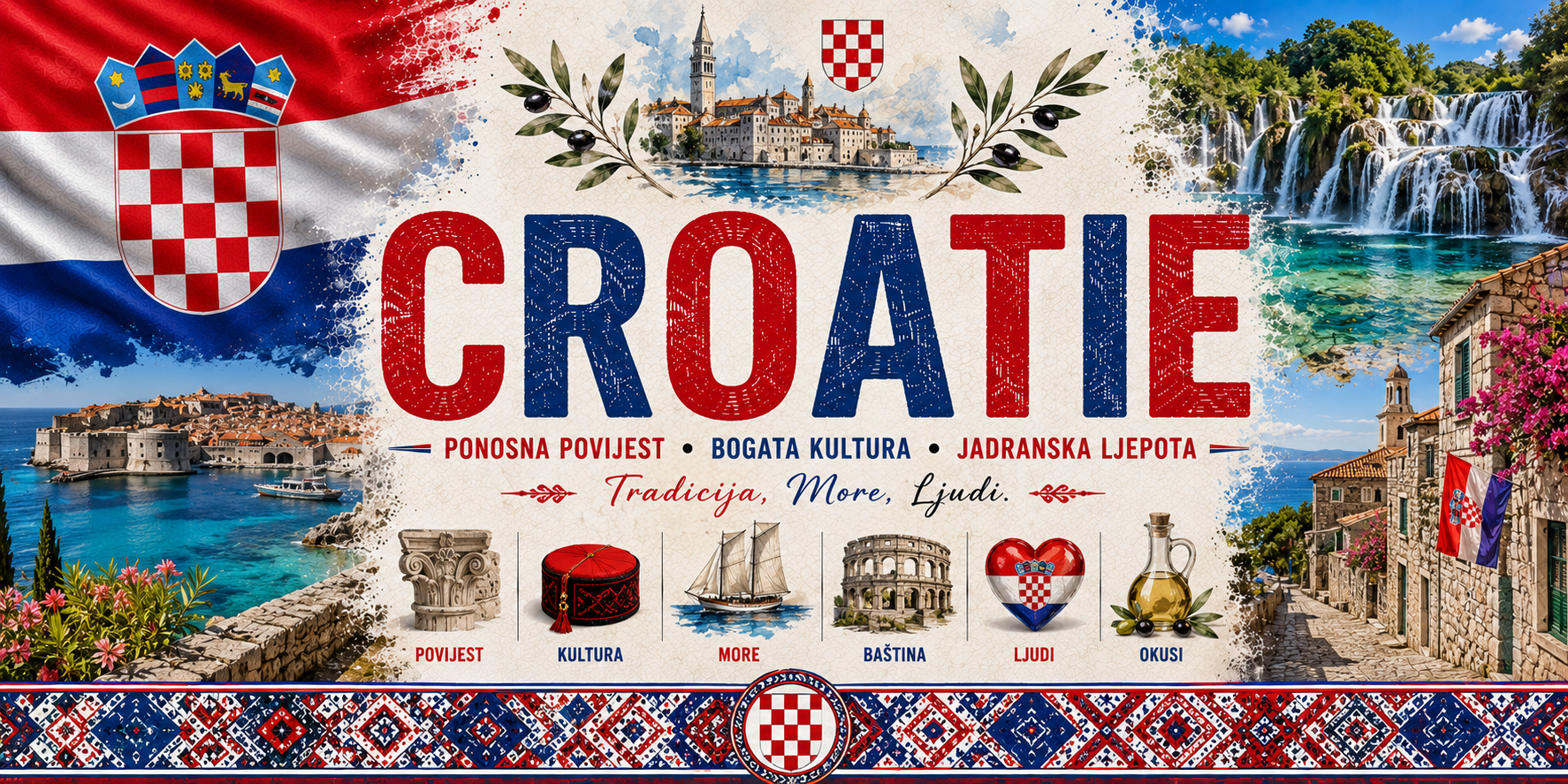 Mug Croatie au design réaliste rehaussé des couleurs du drapeau