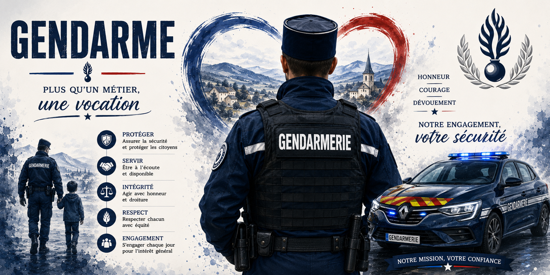 Mug Gendarme - Honneur, Courage, Dévouement