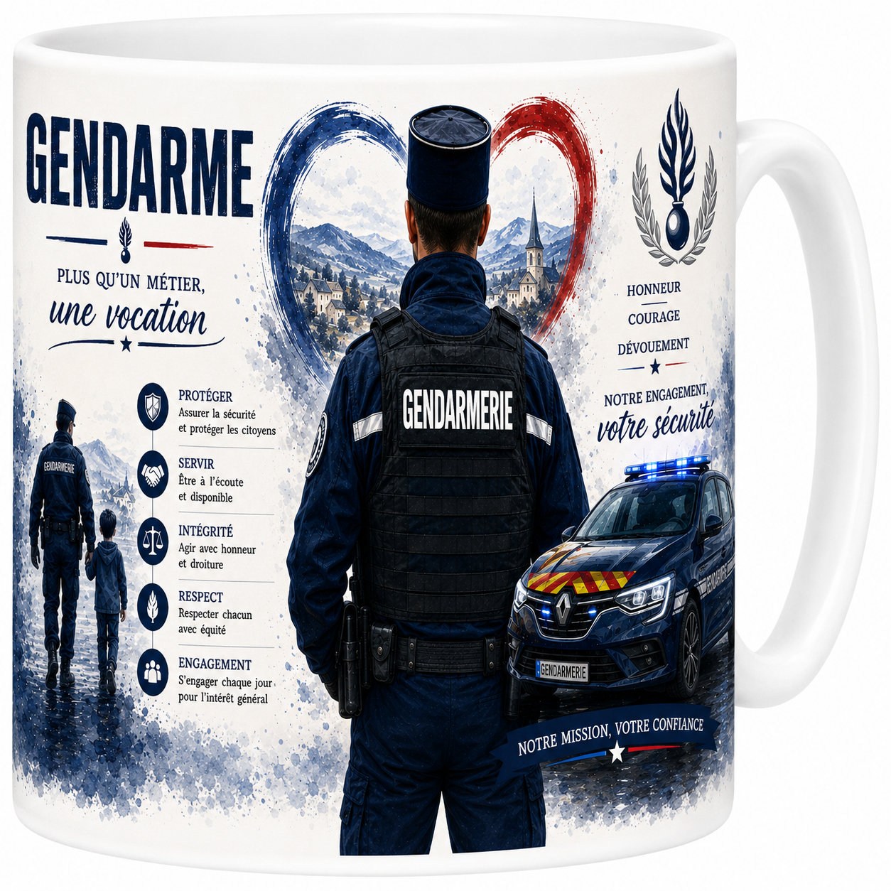 Mug Gendarme - Honneur, Courage, Dévouement