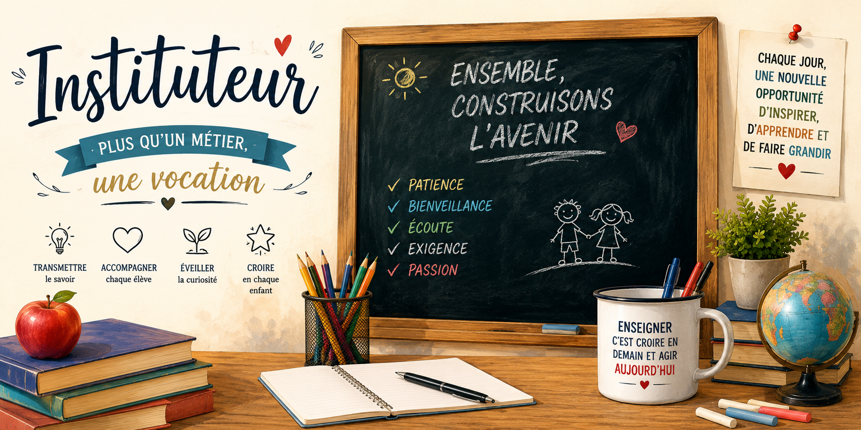 Mug Instituteur - Plus qu'un Métier, Une Vocation
