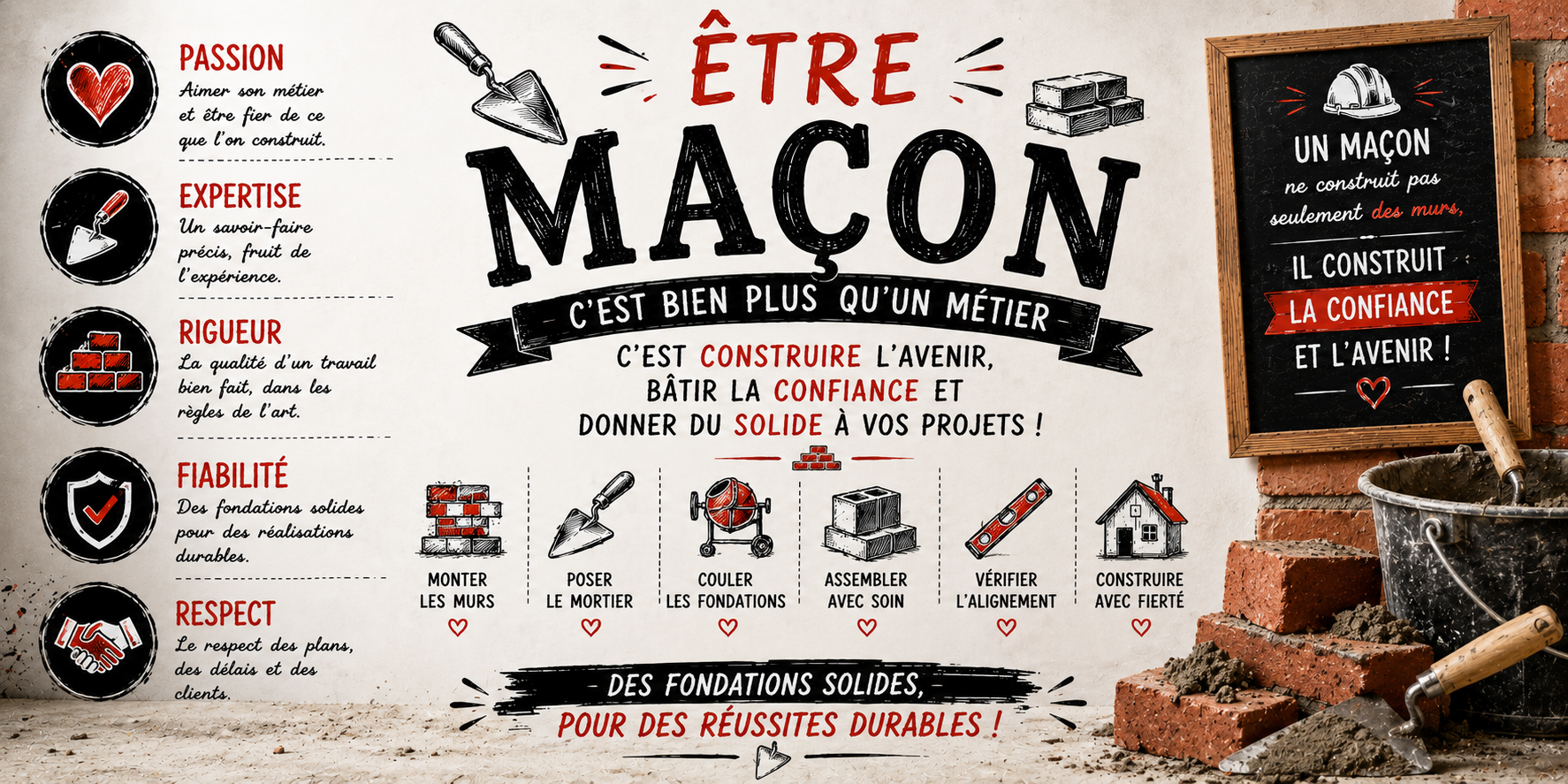 Mug Maçon - Plus qu'un Métier, Une Vocation