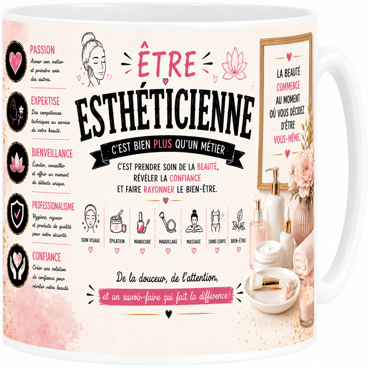 Mug Esthéticienne - Plus qu'un Métier, Une Vocation