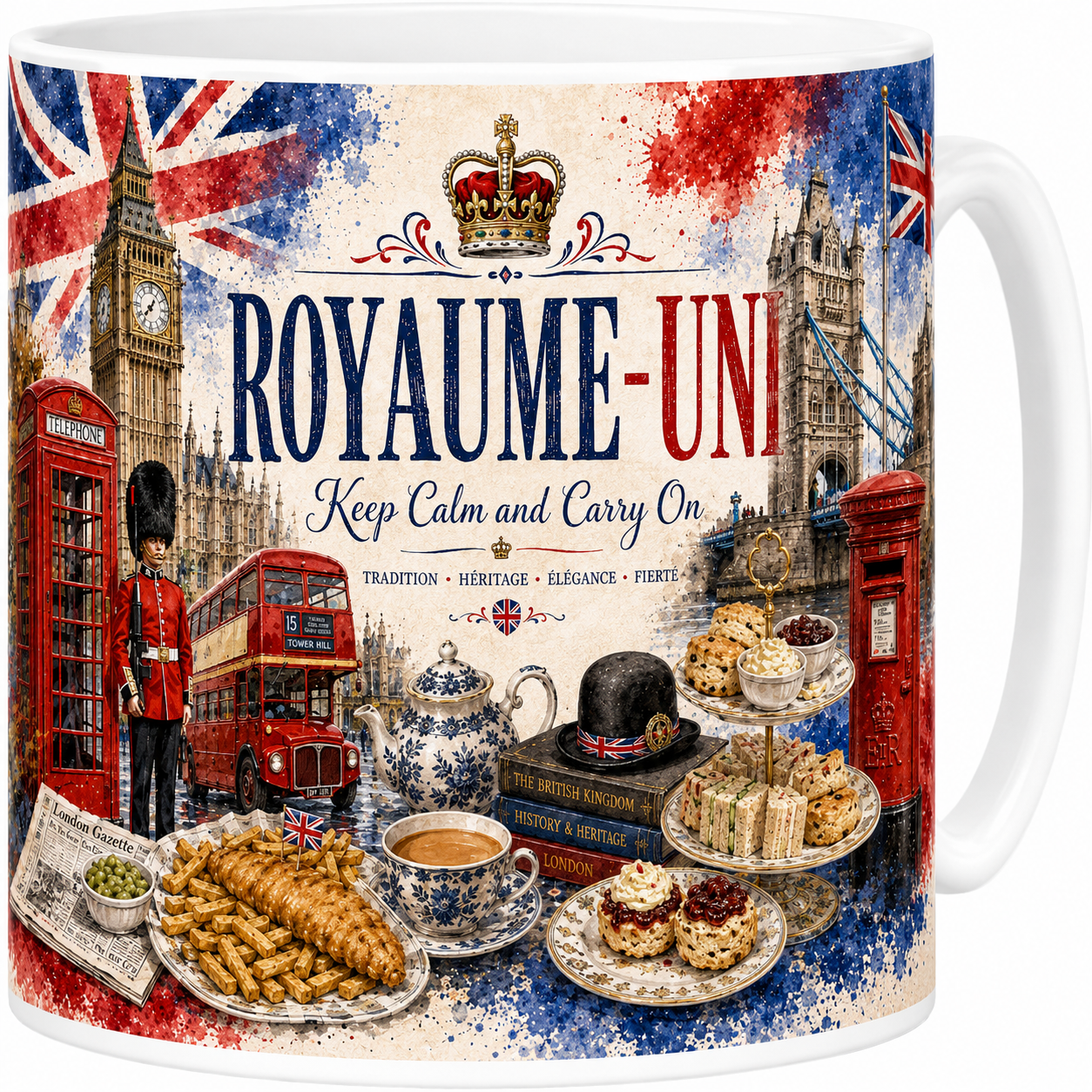 Mug Royaume-Uni - Keep Calm and Carry On, L'Art de Vivre Britannique