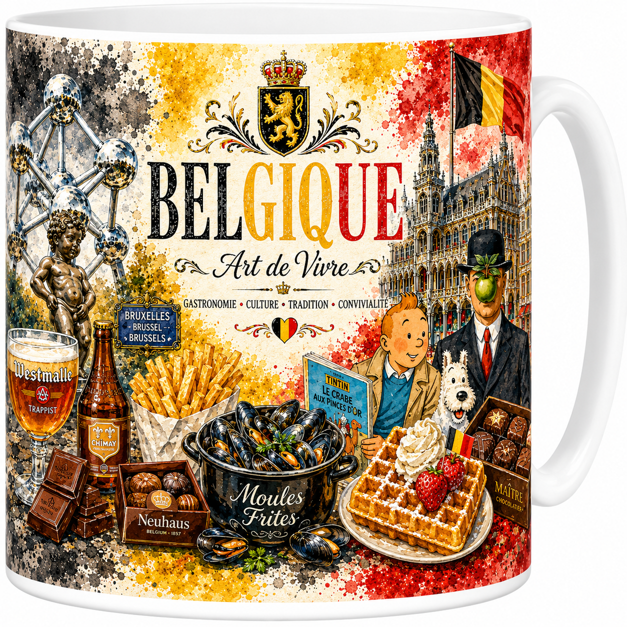 Mug Belgique - Art de Vivre, L'Âme Belge en Aquarelle