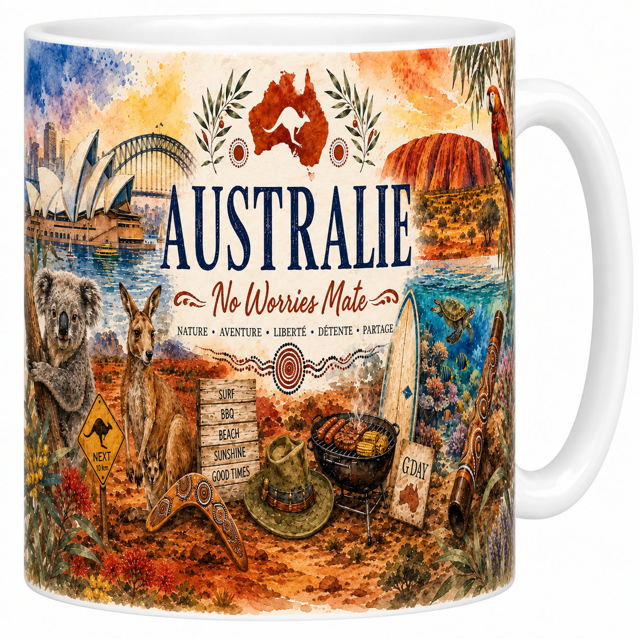 Mug Australie - No Worries Mate, L'Art de Vivre Australien
