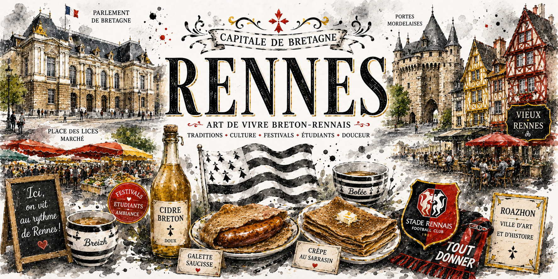 Mug Rennes - Capitale de Bretagne, L'Art de Vivre Breton-Rennais