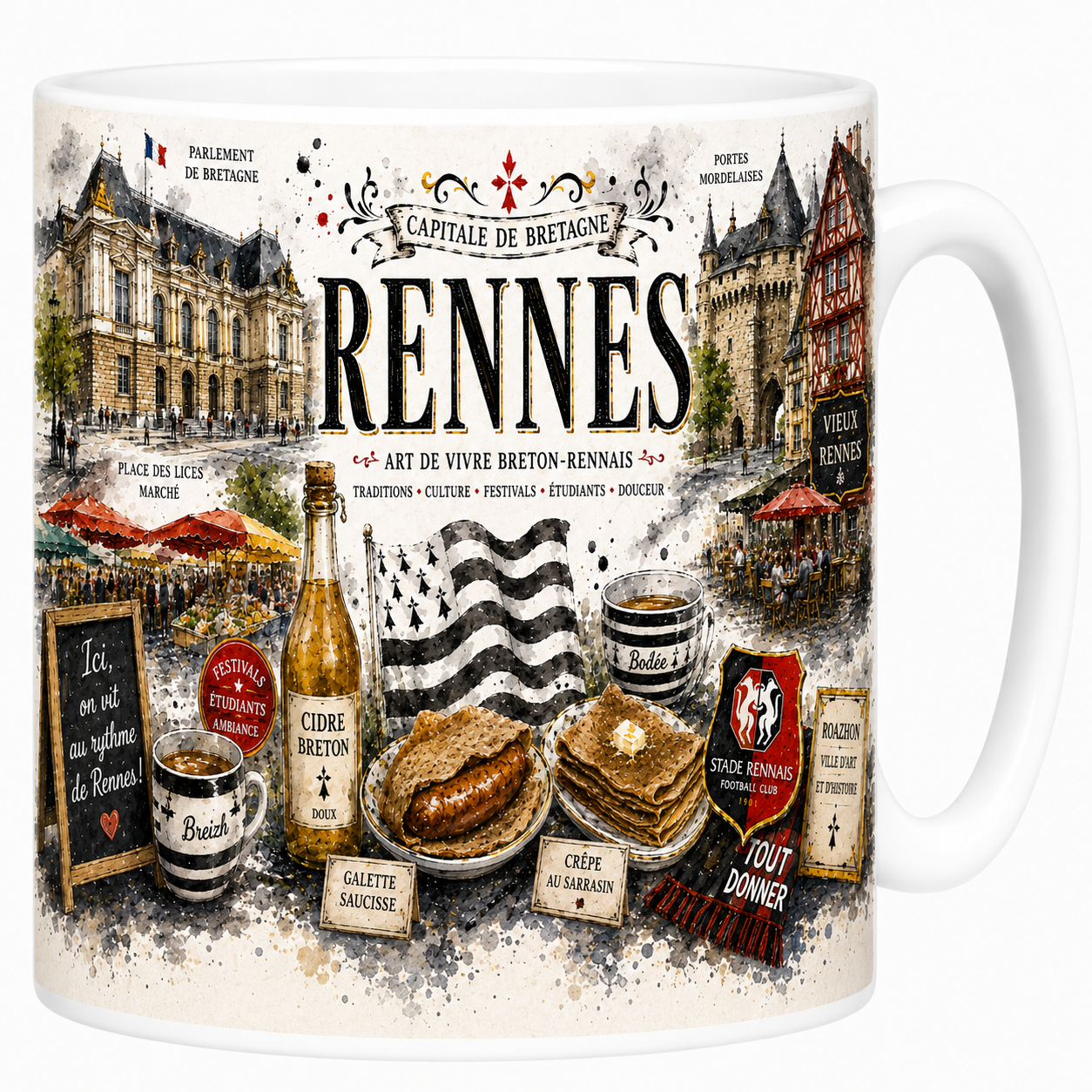 Mug Rennes - Capitale de Bretagne, L'Art de Vivre Breton-Rennais